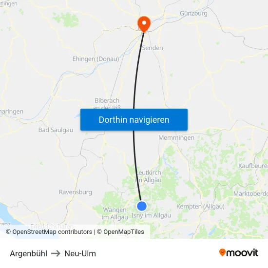 Argenbühl to Neu-Ulm map