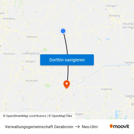 Verwaltungsgemeinschaft Gerabronn to Neu-Ulm map