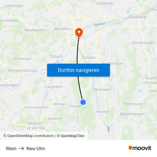 Wain to Neu-Ulm map