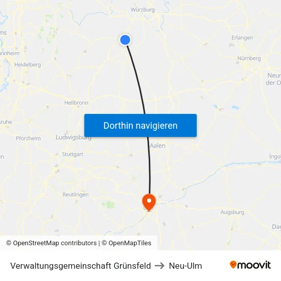 Verwaltungsgemeinschaft Grünsfeld to Neu-Ulm map