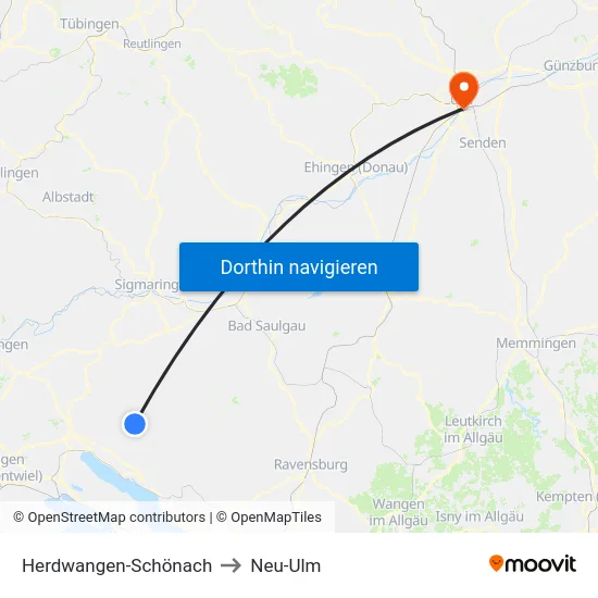 Herdwangen-Schönach to Neu-Ulm map