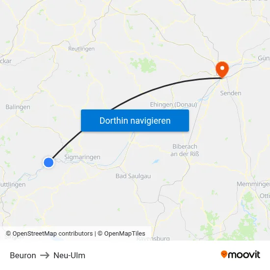 Beuron to Neu-Ulm map