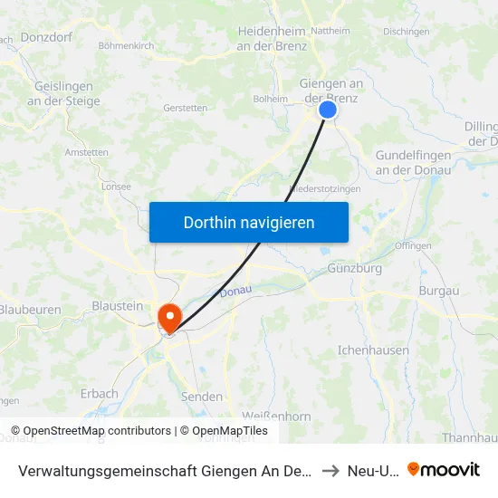 Verwaltungsgemeinschaft Giengen An Der Brenz to Neu-Ulm map