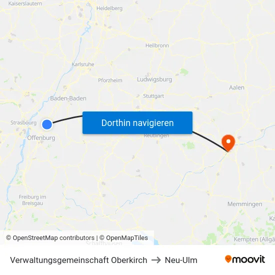 Verwaltungsgemeinschaft Oberkirch to Neu-Ulm map