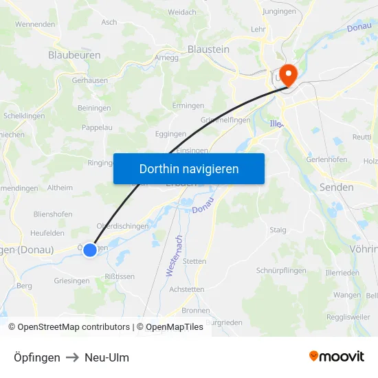Öpfingen to Neu-Ulm map