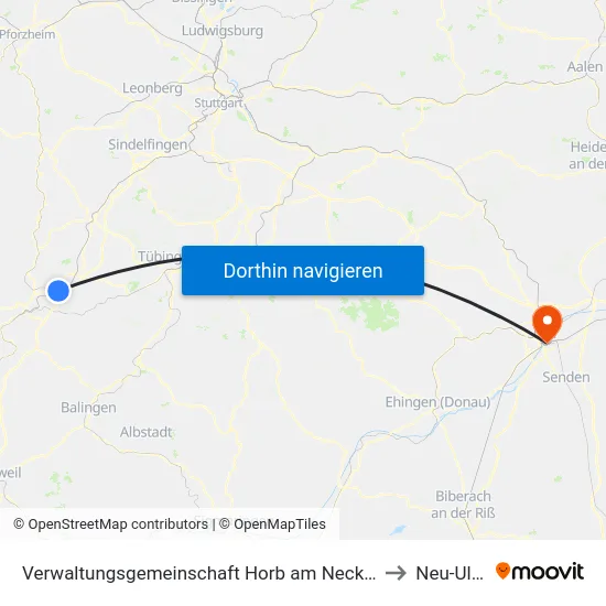 Verwaltungsgemeinschaft Horb am Neckar to Neu-Ulm map