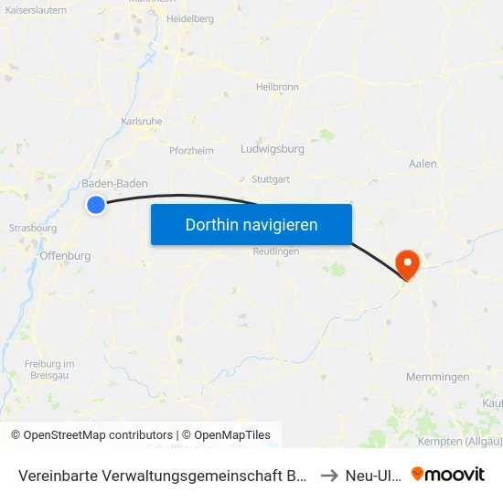 Vereinbarte Verwaltungsgemeinschaft Bühl to Neu-Ulm map