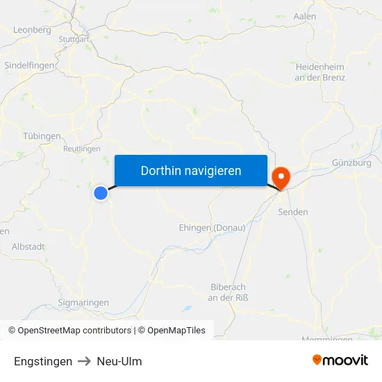 Engstingen to Neu-Ulm map