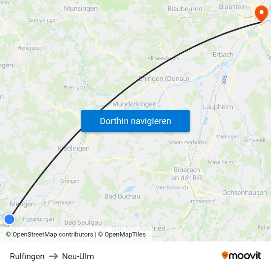 Rulfingen to Neu-Ulm map