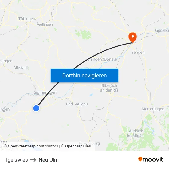 Igelswies to Neu-Ulm map