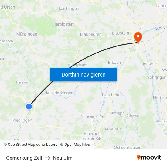 Gemarkung Zell to Neu-Ulm map