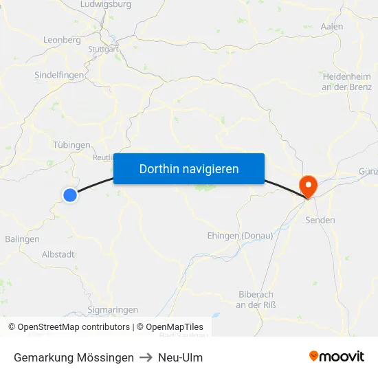 Gemarkung Mössingen to Neu-Ulm map