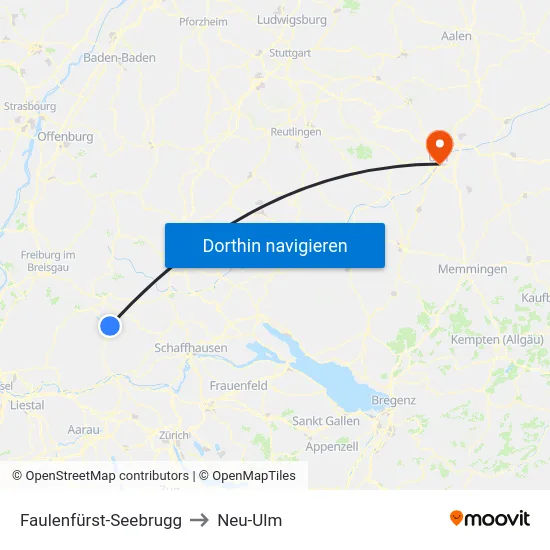 Faulenfürst-Seebrugg to Neu-Ulm map