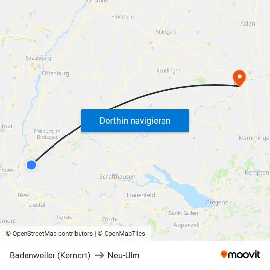 Badenweiler (Kernort) to Neu-Ulm map