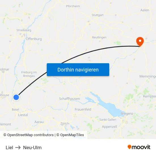 Liel to Neu-Ulm map