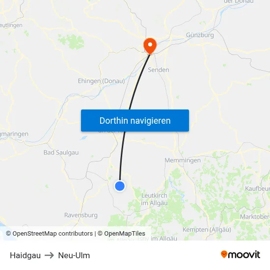 Haidgau to Neu-Ulm map