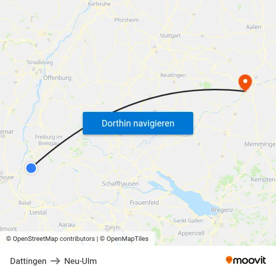 Dattingen to Neu-Ulm map