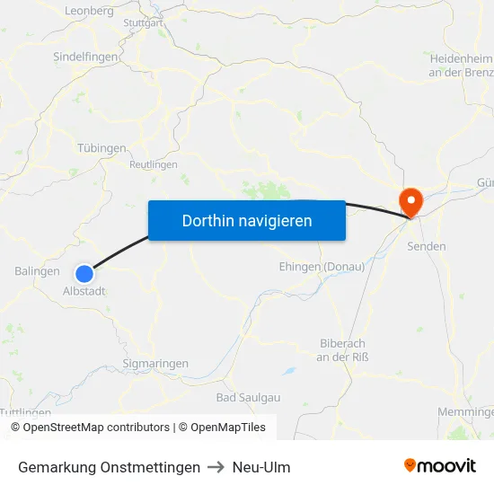 Gemarkung Onstmettingen to Neu-Ulm map