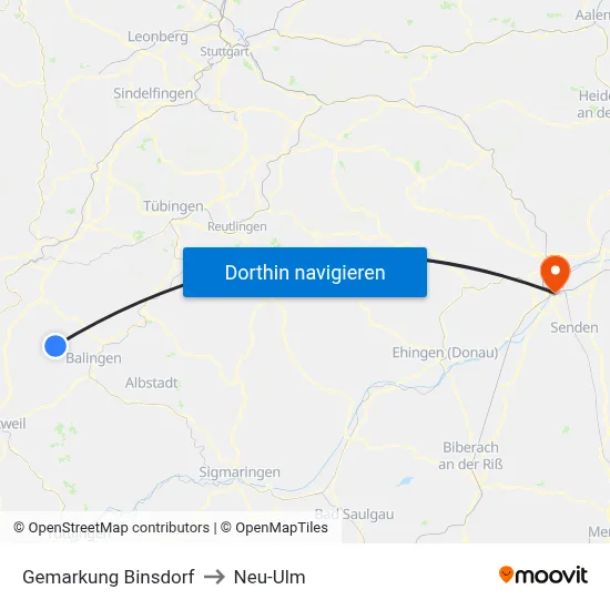 Gemarkung Binsdorf to Neu-Ulm map