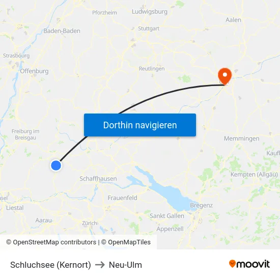 Schluchsee (Kernort) to Neu-Ulm map