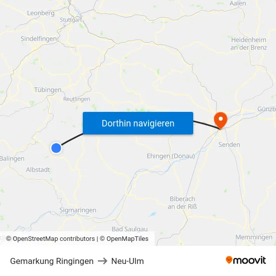 Gemarkung Ringingen to Neu-Ulm map