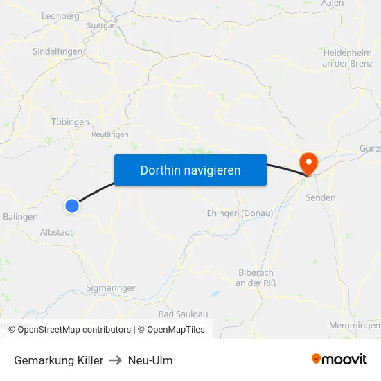 Gemarkung Killer to Neu-Ulm map