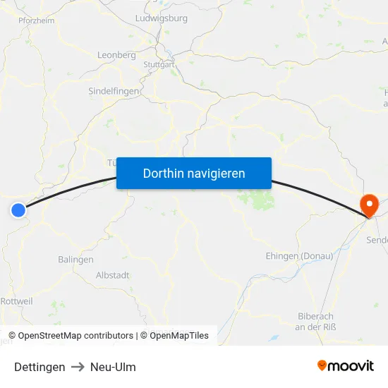 Dettingen to Neu-Ulm map