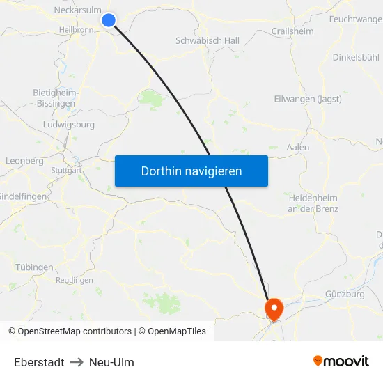 Eberstadt to Neu-Ulm map