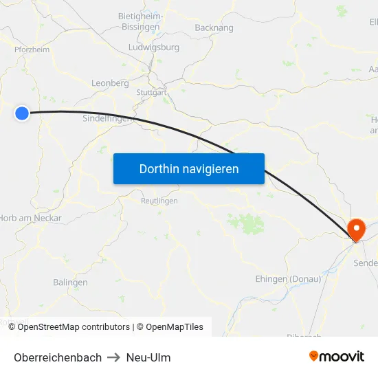Oberreichenbach to Neu-Ulm map