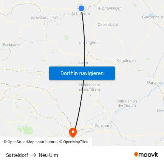 Satteldorf to Neu-Ulm map