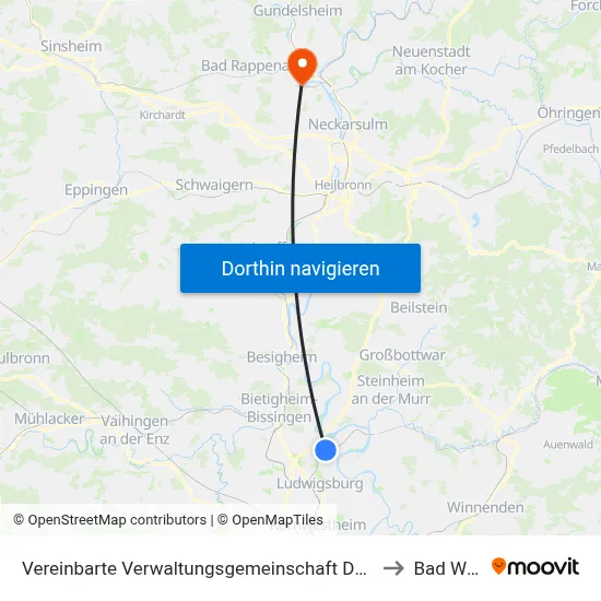 Vereinbarte Verwaltungsgemeinschaft Der Stadt Freiberg am Neckar to Bad Wimpfen map