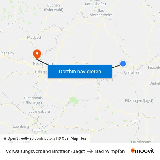Verwaltungsverband Brettach/Jagst to Bad Wimpfen map