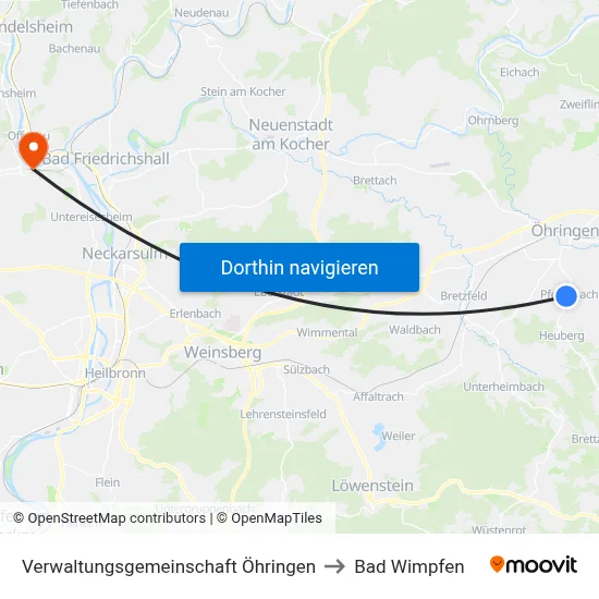 Verwaltungsgemeinschaft Öhringen to Bad Wimpfen map