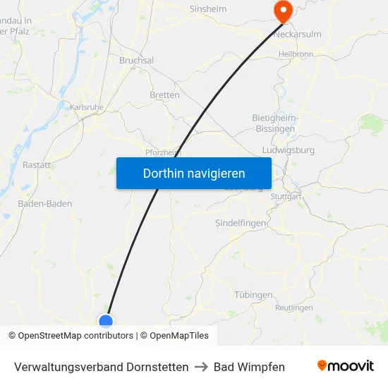 Verwaltungsverband Dornstetten to Bad Wimpfen map