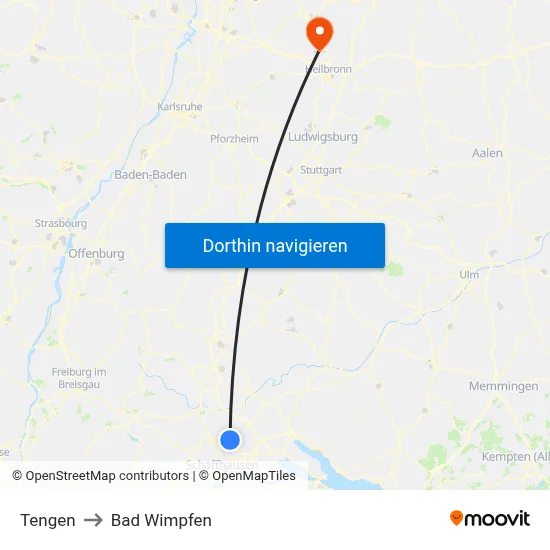 Tengen to Bad Wimpfen map