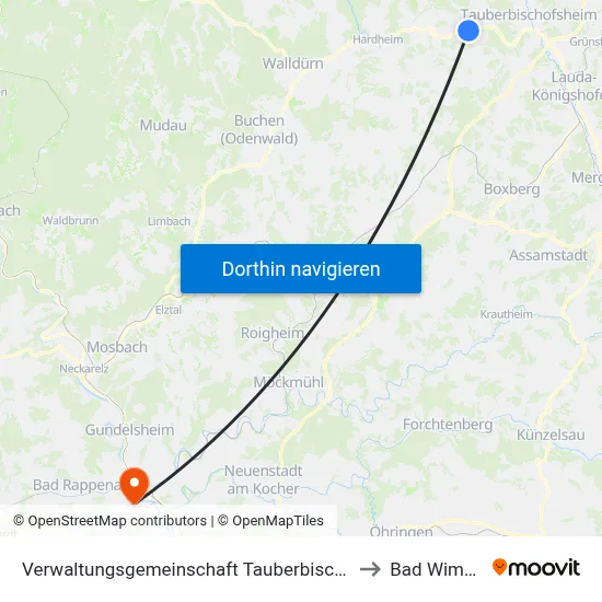 Verwaltungsgemeinschaft Tauberbischofsheim to Bad Wimpfen map
