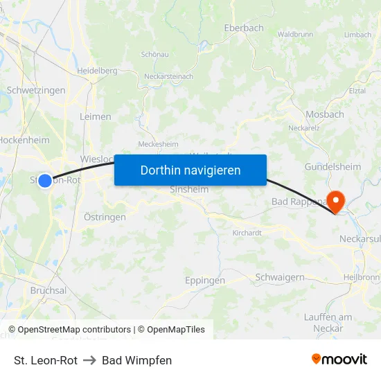 St. Leon-Rot to Bad Wimpfen map