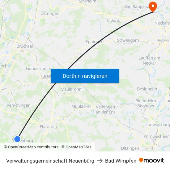 Verwaltungsgemeinschaft Neuenbürg to Bad Wimpfen map