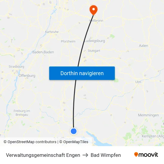 Verwaltungsgemeinschaft Engen to Bad Wimpfen map