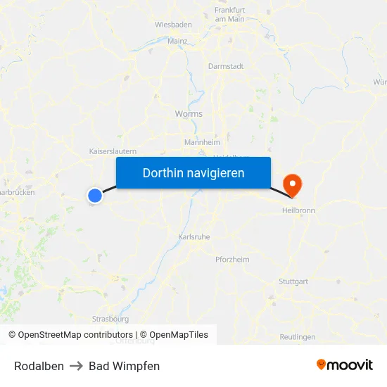 Rodalben to Bad Wimpfen map