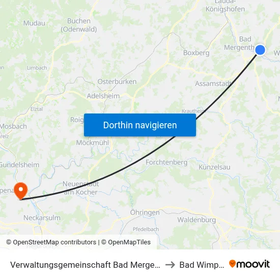 Verwaltungsgemeinschaft Bad Mergentheim to Bad Wimpfen map