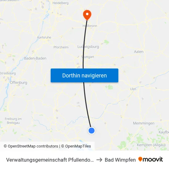 Verwaltungsgemeinschaft Pfullendorf to Bad Wimpfen map