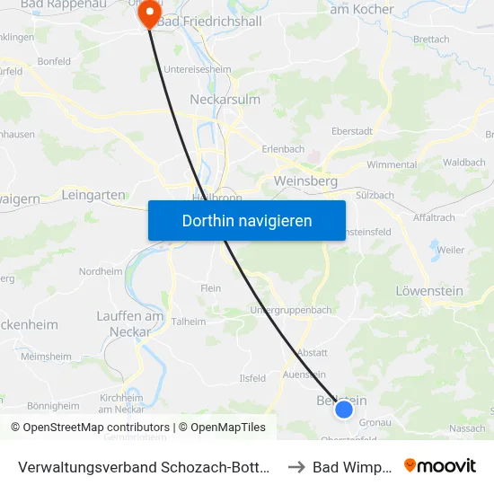 Verwaltungsverband Schozach-Bottwartal to Bad Wimpfen map