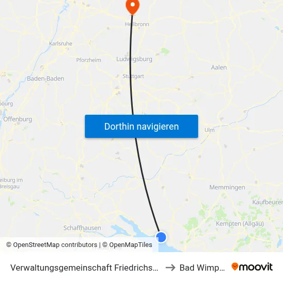 Verwaltungsgemeinschaft Friedrichshafen to Bad Wimpfen map