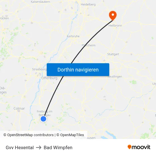 Gvv Hexental to Bad Wimpfen map