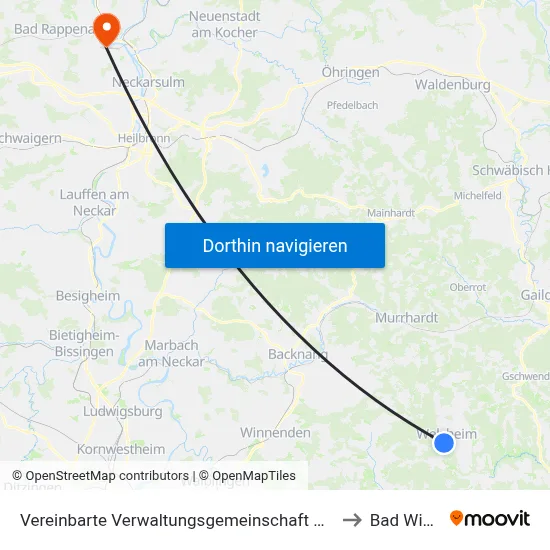 Vereinbarte Verwaltungsgemeinschaft Der Stadt Welzheim to Bad Wimpfen map