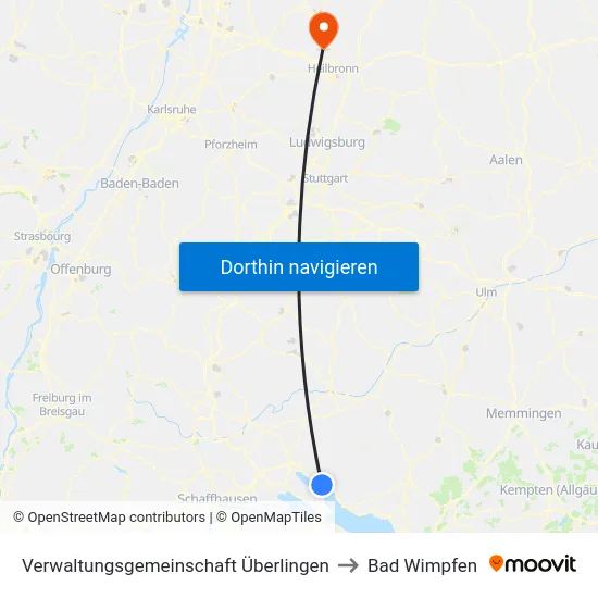 Verwaltungsgemeinschaft Überlingen to Bad Wimpfen map
