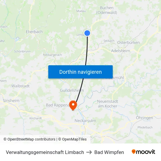 Verwaltungsgemeinschaft Limbach to Bad Wimpfen map