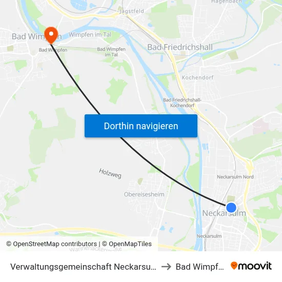 Verwaltungsgemeinschaft Neckarsulm to Bad Wimpfen map
