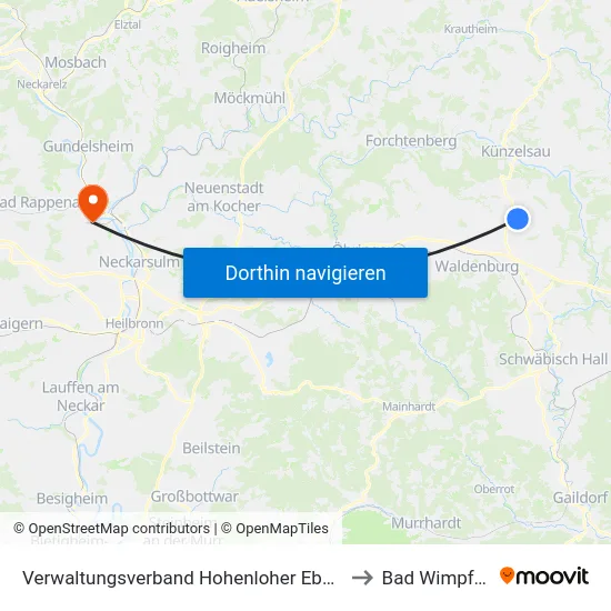 Verwaltungsverband Hohenloher Ebene to Bad Wimpfen map